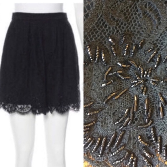 🎉LAST CHANCE🎉 PAMELA DENNIS Black Lace Sequin Beaded Dress Shorts - Picture 2 of 8